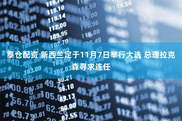 泰仓配资 新西兰定于11月7日举行大选 总理拉克森寻求连任